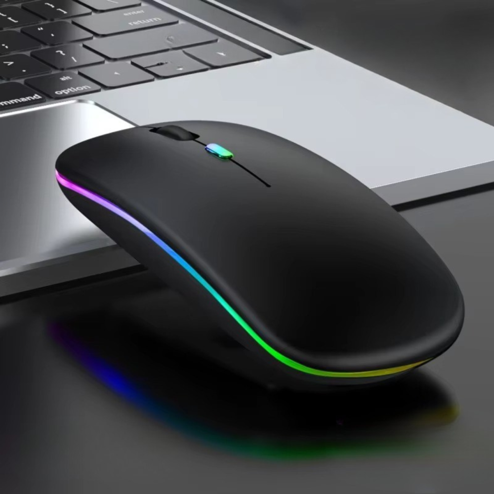 Миша бездротова комп'ютерна, безшумна, оптична з RGB-підсвічуванням 2.4G+Bluetooth DPI 800/1000/1200 чорна Кам'янець-Подільський - фото 2