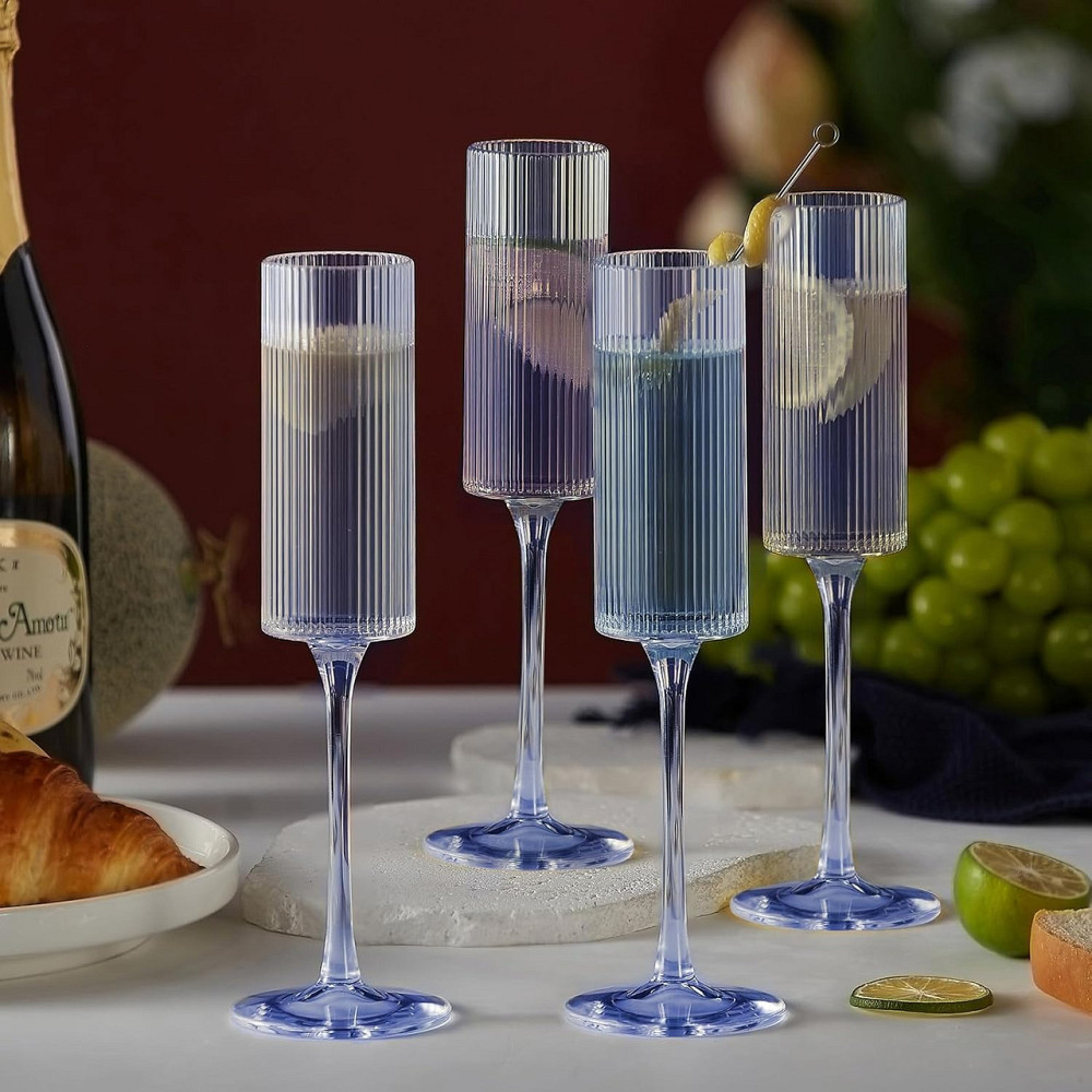 Бокал для шампанского и игристых вин 165 мл, 1 шт, многоразовый, пластиковый, прочный для вина и напитков прозрачно-синий Каменец-Подольский - изображение 5