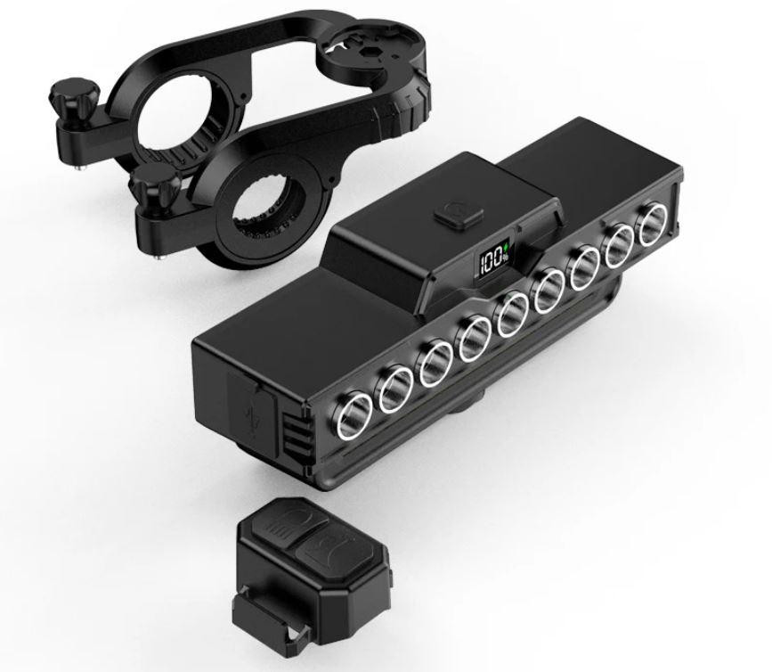 Велосипедная фара 9 LED, ходовые огни, сигнал с пультом Одесса - изображение 2