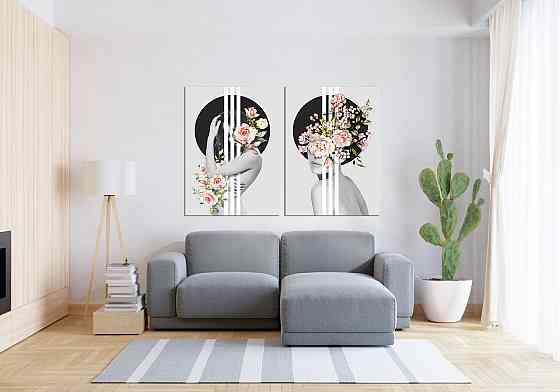 Модульная картина в гостиную / спальню   Дівчина в ніжних  квітах  TLV-2_062 120х170 см Київ