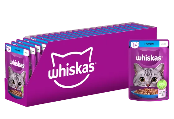Вологий корм Whiskas (Віскас) з тунцем у желе для дорослих котів 85 г (блок 28 шт) Вінниця