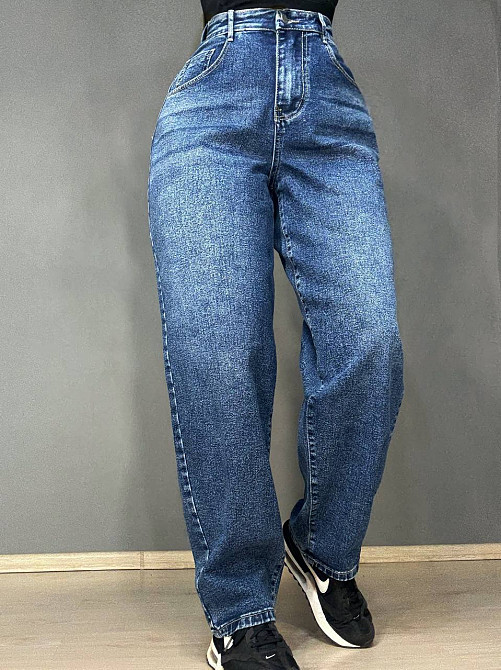 Джинсы женские Trelucky 0263-3 мом baggy бананы большие размеры синие, синий, З2, 32, 88 см, 115 см Киев - изображение 1