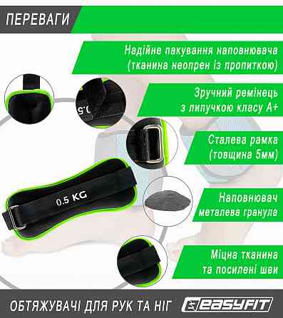Обтяжувачі EasyFit Comfort 0,5 кг для ніг та рук з металом (пара) Коломия