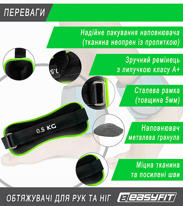 Обтяжувачі EasyFit Comfort 0,5 кг для ніг та рук з металом (пара) Коломия - фото 4