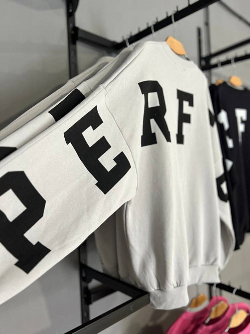 Свитшот женский DAVRAS 6001 удлиненный оверсайз надпись на спине PERFECT утепленный на флисе one size светло серый, светло-серый, one size Киев - изображение 9