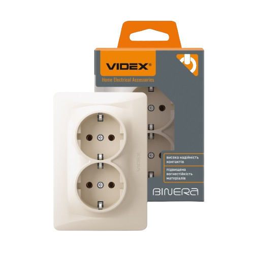 BINERA крем Розетка внутрішня 2-а із заземленням Videx Житомир - фото 7