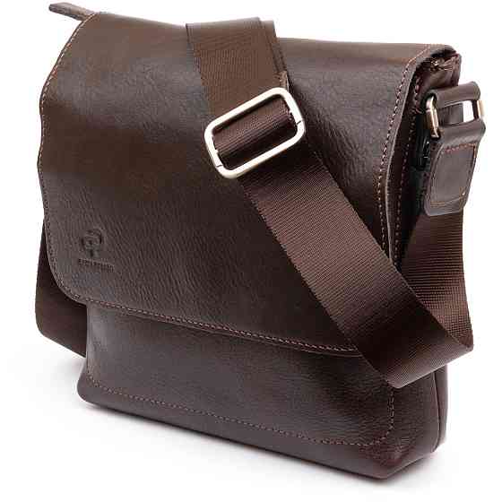 Сумка мессенджер в гладкой коже Шоколадная (GRANDE PELLE) Киев