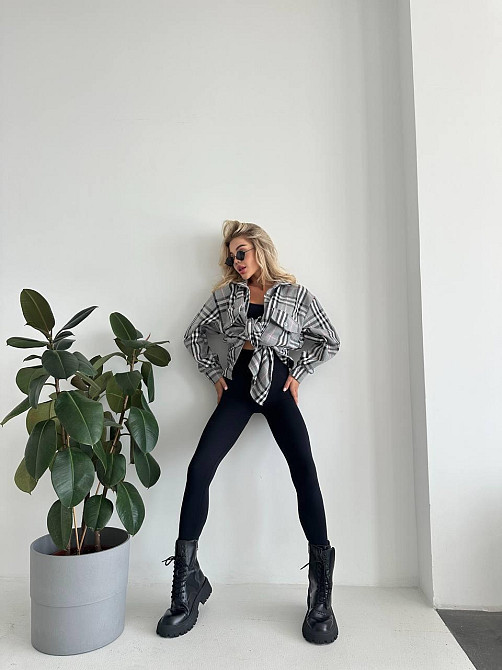 Жіноча тепла оверсайз сорочка у клітинку фланель Одеса - фото 5