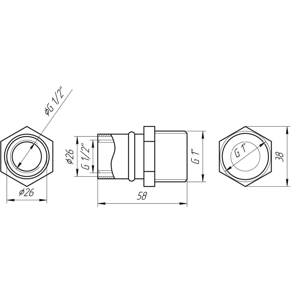 Муфта із зовнішньою різьбою прес APE ITALY AP 101 1″х26 (000002181) Київ - фото 3