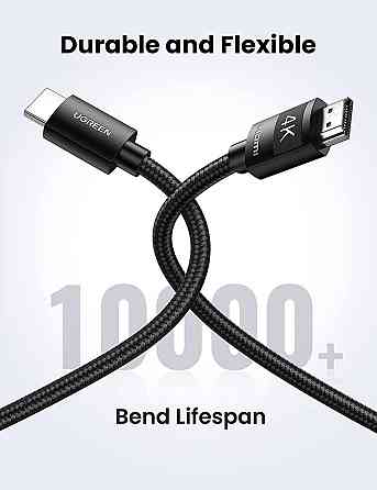 HDMI кабель V2.0 UGreen HD119 с поддержкой 4K@60Hz HDR ARC 40101 (Черный, 2м) Николаев