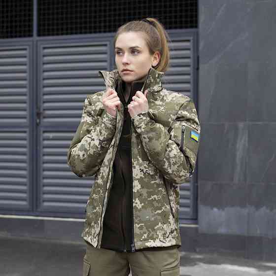 Демісезонна жіноча куртка піксель Pobedov Motive Військова Київ