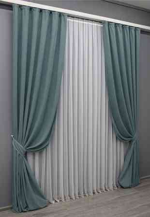 Комплект готовых штор VR-Textil Микровелюр Petek № 1507ш Серо-голубой 150х285 см 2 шт (33-0389) Киев