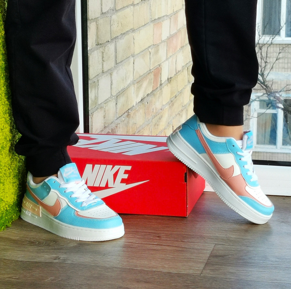 Кросівки Nike Force Білі Жіночі Шкіряні Форси Блакитні Найк (розміри: 36,37,38,39,40,41) - 9 Відео Огляд Дніпро - фото 10