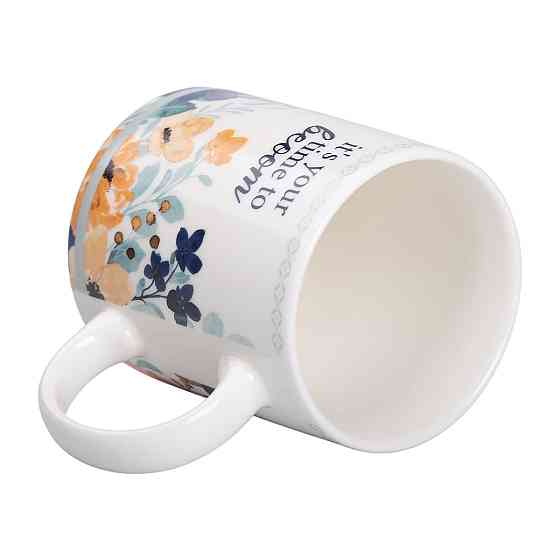 Liling Rongxiang Ceramic Чашка порцелянова з квітковим принтом 400 (мл) для чаю та кави Біла RX Коломыя