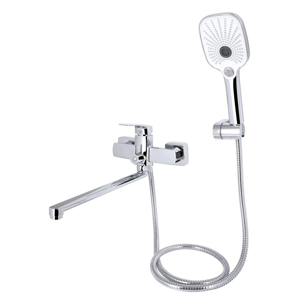 Змішувач для ванни Qtap Tern з довгим поворотним виливом (з душовим гарнітуром) QTTER260CRM47587 Chrome Київ - фото 9