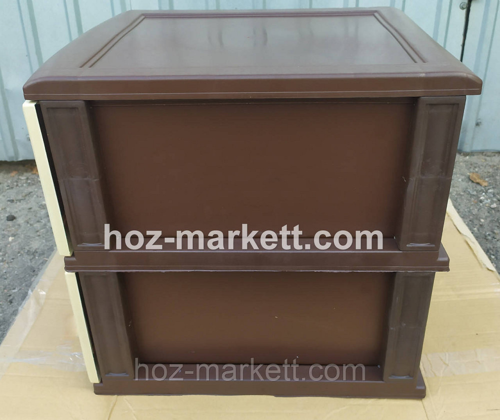 Пластиковый комод пластиковая тумбочка Стиль беж с коричневым 2 ящика Харьков - изображение 2