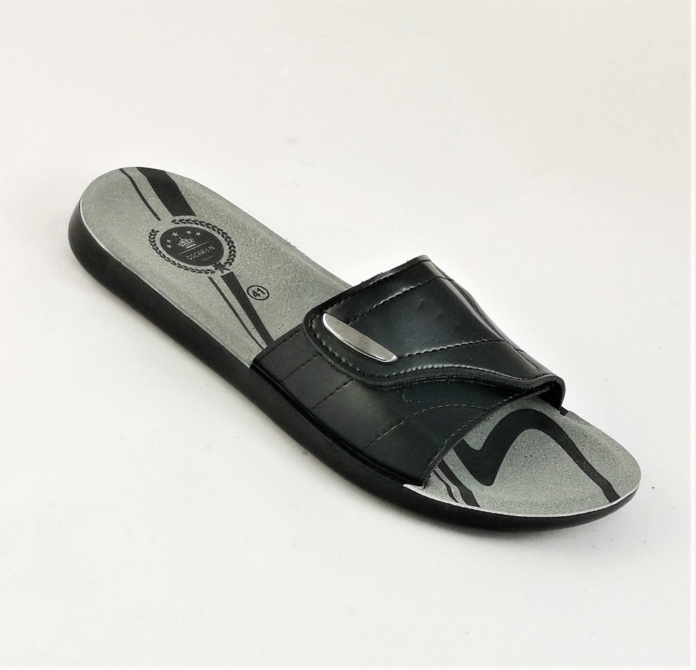 Мужские Шлёпанцы Тапочки Кожаные Черные Сланцы на Липучке (размеры: 41,42,43,44,45,46) Днепр - изображение 5