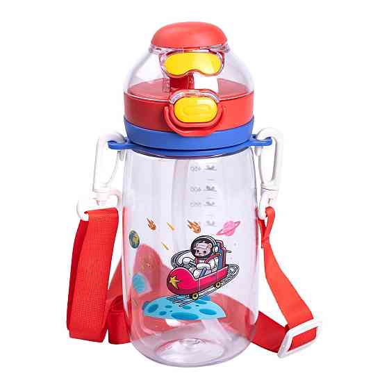 Yiwu Пляшка для води дитяча 550 мл з ремінцем і трубочкою для спорту та школи HP-14-45R Коломия