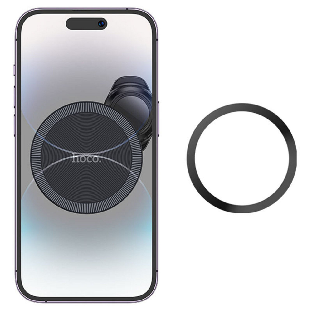 Тримач для мобільного HOCO H23 Alma metal ring magnetic car holder(air outlet) Black Metal Gray (6942007606615) Київ - фото 5
