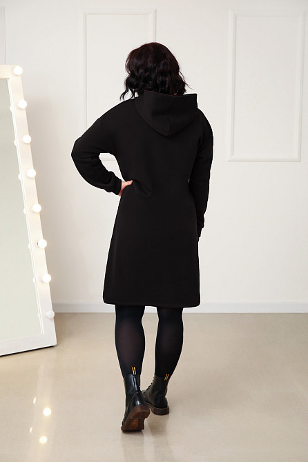 Тепле плаття-худі на флісі "Solo" оптом I Батал Чорний, 50-52 Київ - фото 4