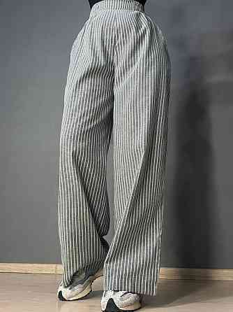 Брюки жіночі A-NIUSHOW 30131 палаццо бавовна в смужку талія на резинці сірі, сірий, S Київ