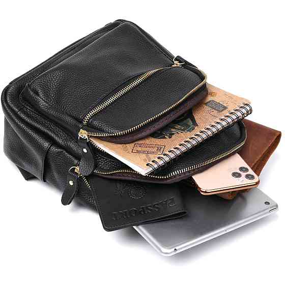 Шкіряний стильний жіночий рюкзак Vintage 20676 Чорний Київ