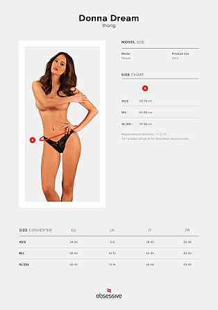 Мереживні стрінги Obsessive Donna Dream thong XL/2XL Black, низька посадка Sex Aura Київ