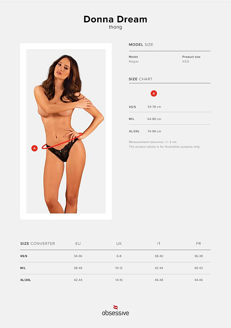 Мереживні стрінги Obsessive Donna Dream thong XL/2XL Black, низька посадка Sex Aura Київ - фото 5