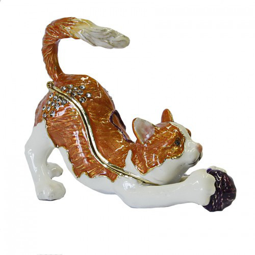 Скринька прикрашена стразами Граючий кіт Київ - фото 1