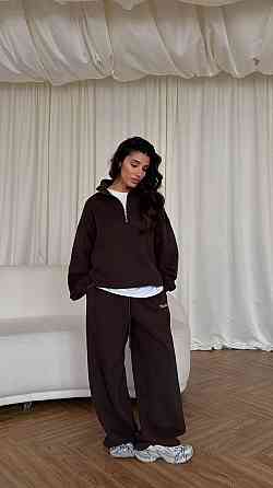 Жіночий стильний повсякденний костюм-двійка, кисна тринитка петля Шоколад, 42/44 Одеса