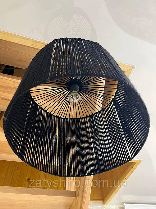 Абажур плетений круглий чорний Київ - фото 4
