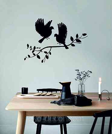 Декоративное настенное Панно «Птички Два голубя», Декор на стену 110*70 см, Черный Киев