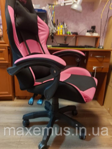 Геймерское раскладное кресло игровое для приставки стул компьютерный Bonro B 806 черно розовый Мостиска - изображение 2