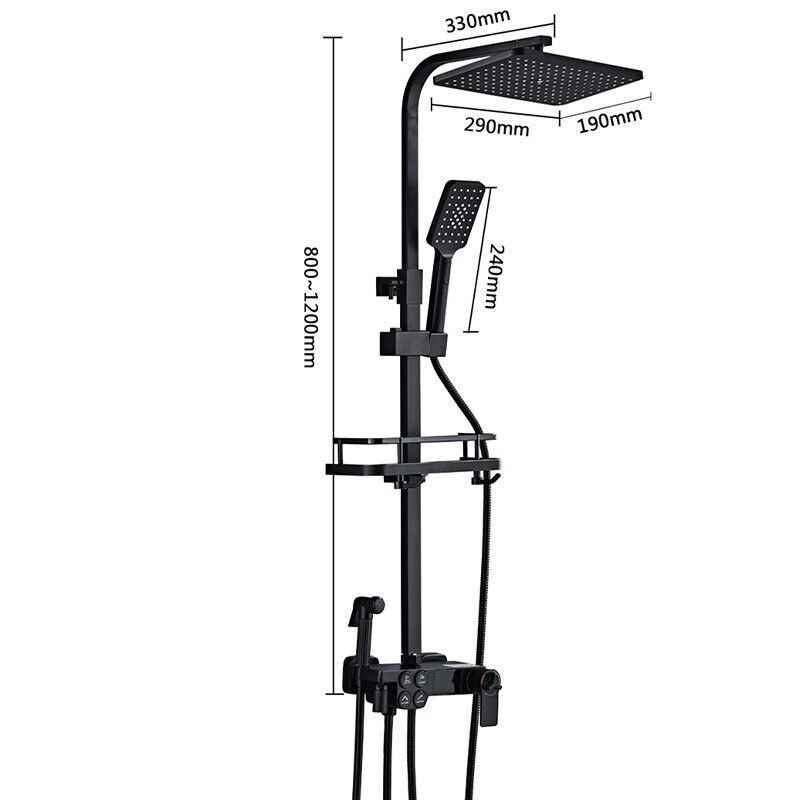 Душевая система хром черный,термостатический набор для душа-4 функции (245114600) Киев - изображение 2