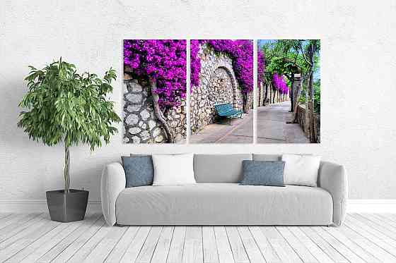 Модульная картина в гостиную / спальню   Місто в квітах       ART-049_3A 100х150 см Киев