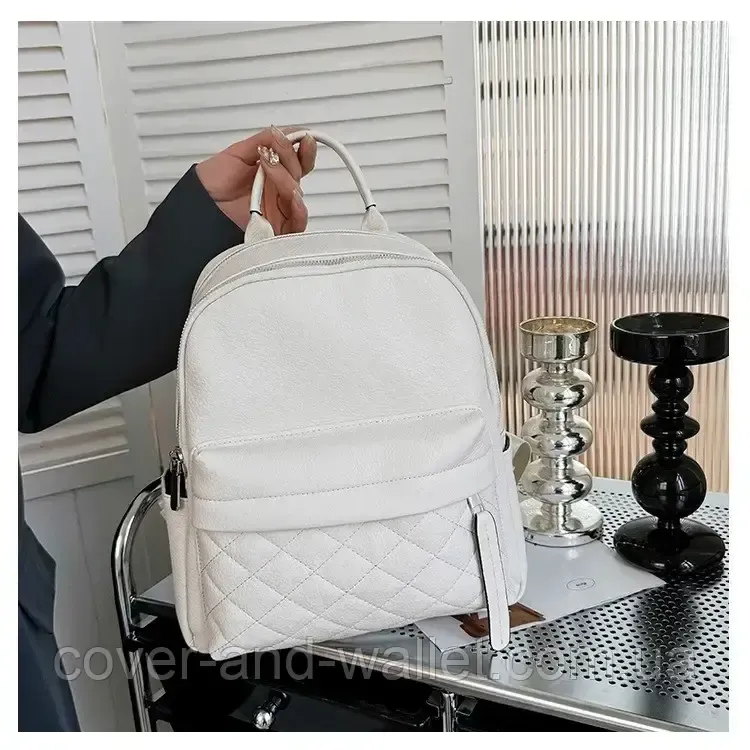 Женская сумка-рюкзак из натуральной кожи в белом цвете Puos Киев - изображение 5