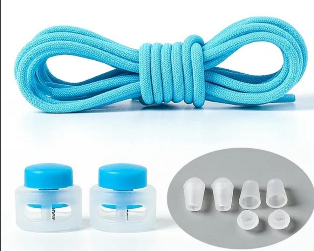 Шнурки еластичні без зав'язок з пластиковими зажимами Блакитний Смела - изображение 1