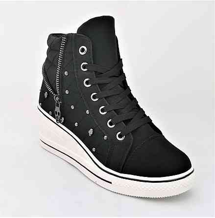 Жіночі Снікери Кросівки на Танкетці Чорні Сліпони Мокасини на Платформі (розміри: 37,38) Дніпро