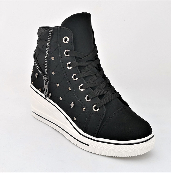 Жіночі Снікери Кросівки на Танкетці Чорні Сліпони Мокасини на Платформі (розміри: 37,38) Дніпро - фото 6