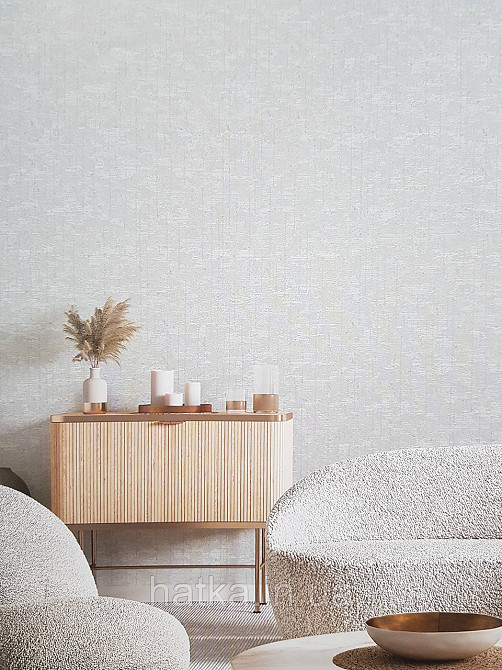 Шпалери метрові вінілові на флізеліні Sintra Structure під штукатурку біло-сірі сріблясті зі смужкою 524008 Київ - фото 1