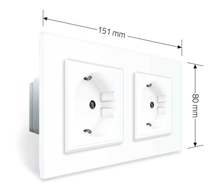 Подвійна електрична розетка з заземленням LIVOLO, біла, скляна рамка, шторки, 250В 16А (VL-C7C2EU-11) Коломыя - изображение 4