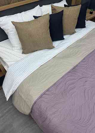 Покривало двостороннє Decorator Microfiber листя 215x240 см бузковий із бежевим (85-141) Київ