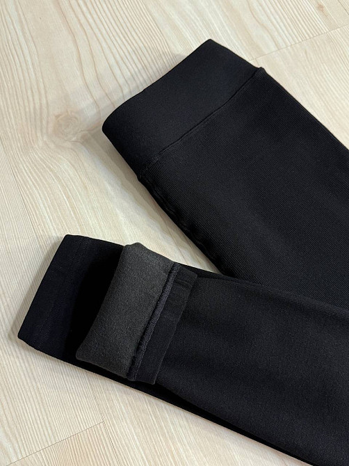 Лосини жіночі Kataya 6829 утеплені в рубчик бавовняні чорні, чорний, 42-48 Київ - фото 4