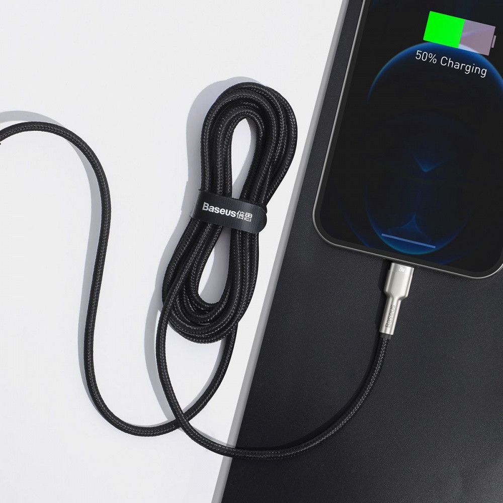 Кабель Baseus Cafule Metal Type-C to Lightning PD 20W 2м білий Львів - фото 3