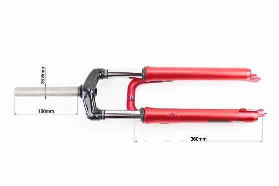 Вилка 26 "амортизаційна, без різьби 1-1/8" (28,6мм), шток 190мм, з ходом 60мм, Disk-brake, червона YS-3041 Київ