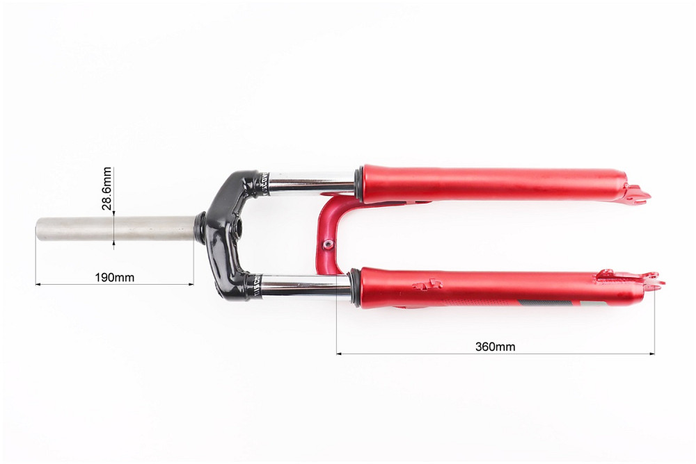 Вилка 26 "амортизаційна, без різьби 1-1/8" (28,6мм), шток 190мм, з ходом 60мм, Disk-brake, червона YS-3041 Київ - фото 3
