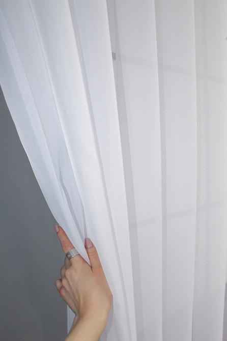 Тюль на люверсах VR-Textil н101 Шифон однотонний Білий 600х250 см (47-007) Київ - фото 4