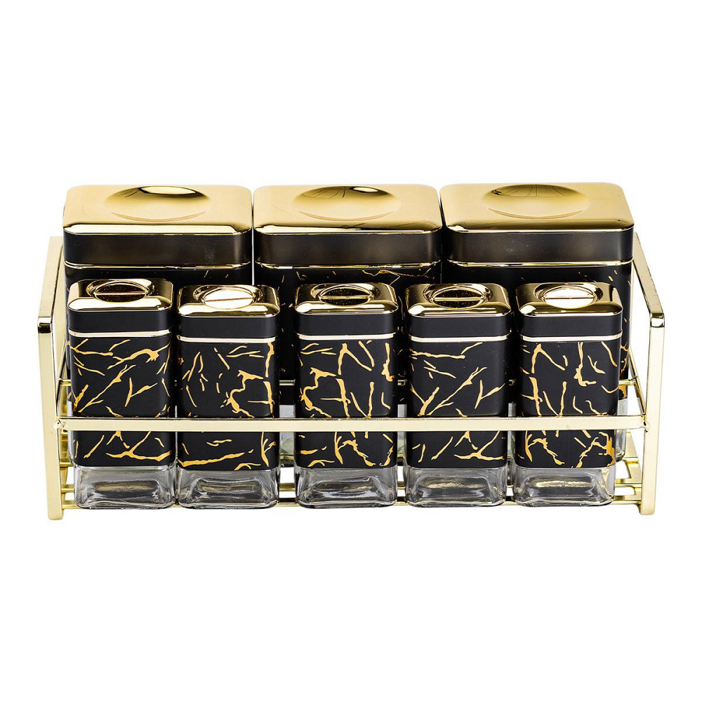 Набір для приправ та спецій на підставці 8 штук з кришками Чорний HP-1364 Київ - фото 1