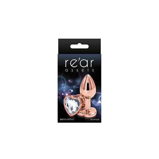 Анальна пробка NS Novelties Rear Assets — Rose Gold Heart — Small — Clear Sex Aura Київ