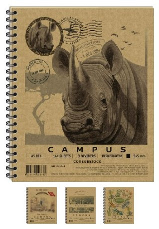 Зошит "Графіка" спіраль A5 144арк KR5144 Campus KRAFT 3 розд, шт Київ - фото 1